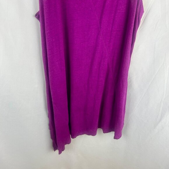 Eileen Fisher 100% Org Linen Tank Tunic Women Med Purple Asymmetrical Racerback - Picture 4 of 7